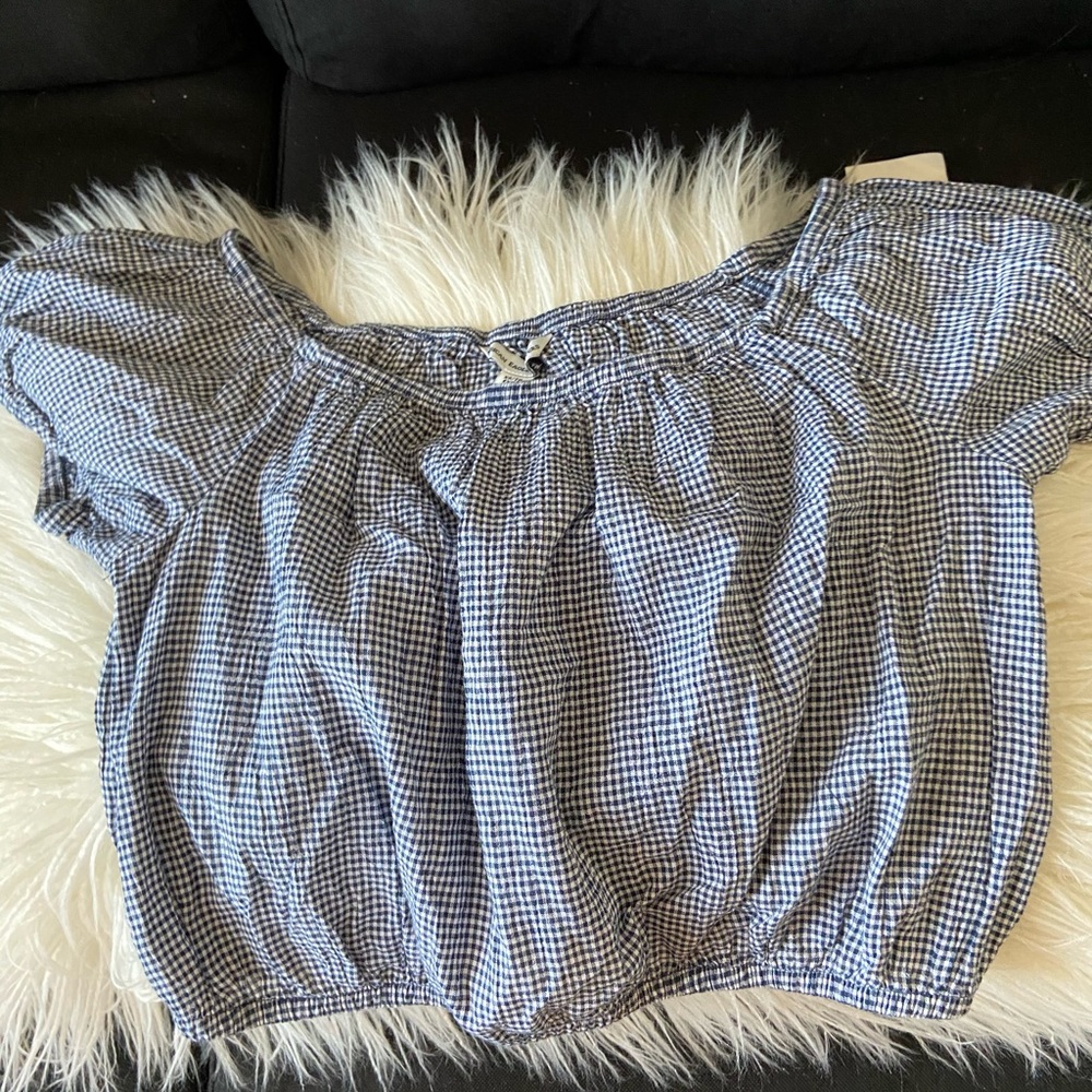 American Eagle Cropped Gingham Top Size XS